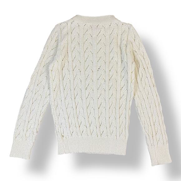 It’s Pure Gould Vintage 1970s‎ Cream Knit Sweater Size Medium Neutral Minimal - Picture 5 of 6